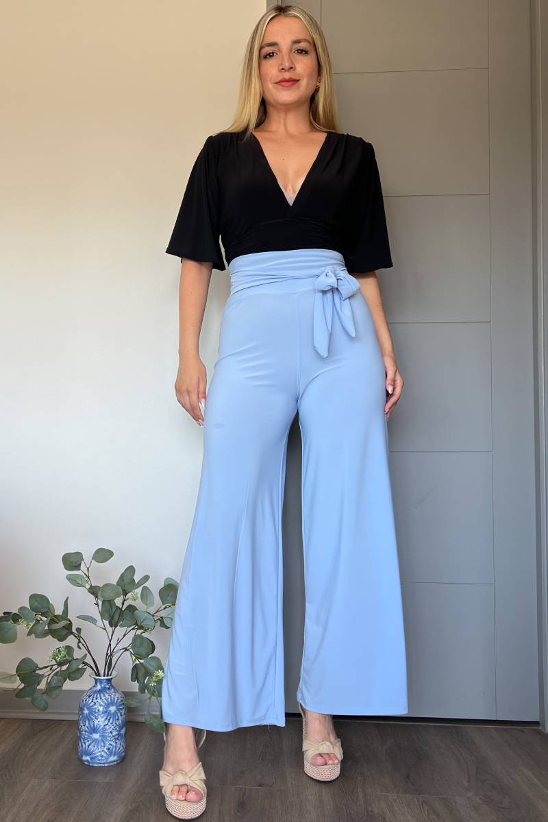 Pantalón palazzo mujer elasticado con amarras