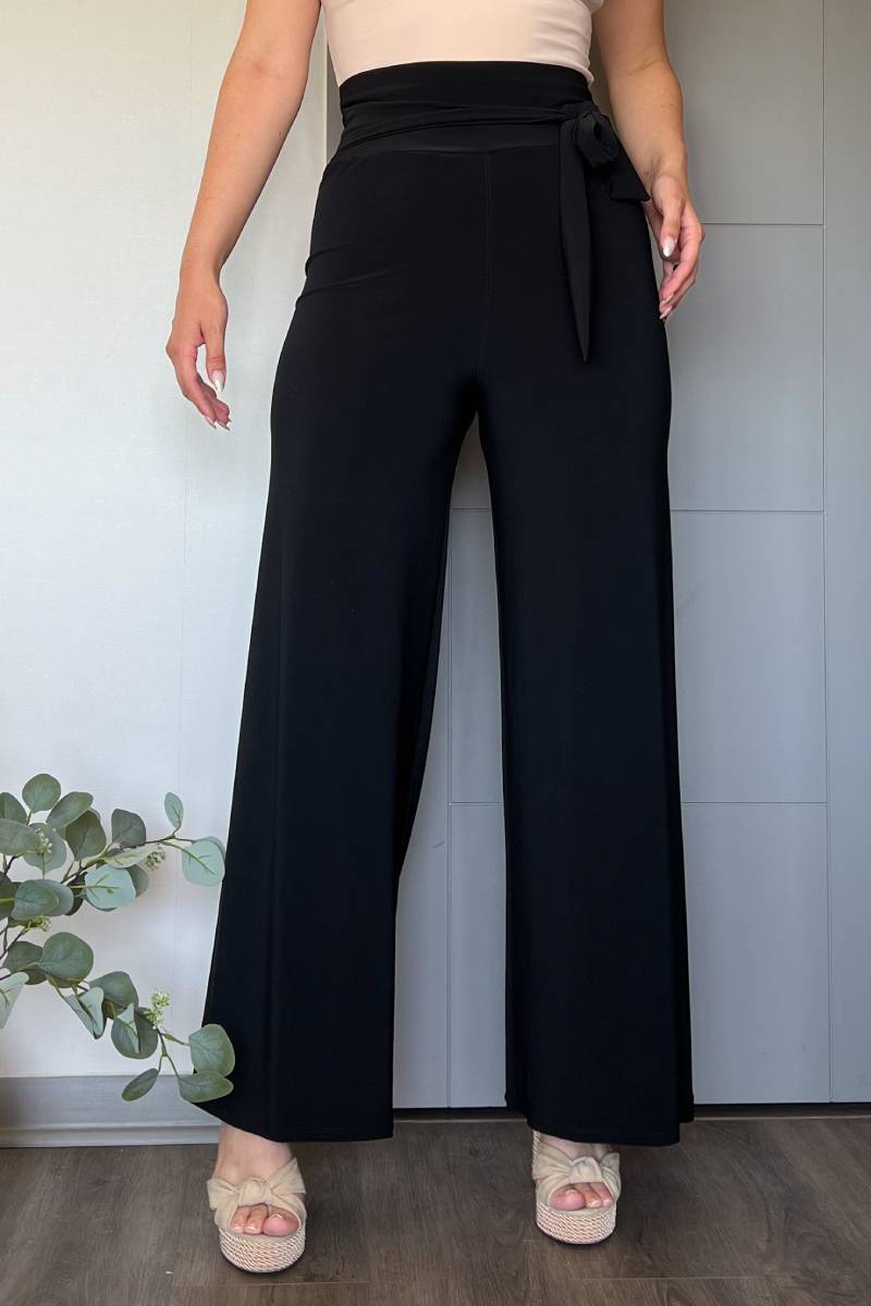 Pantalón palazzo mujer elasticado con amarras