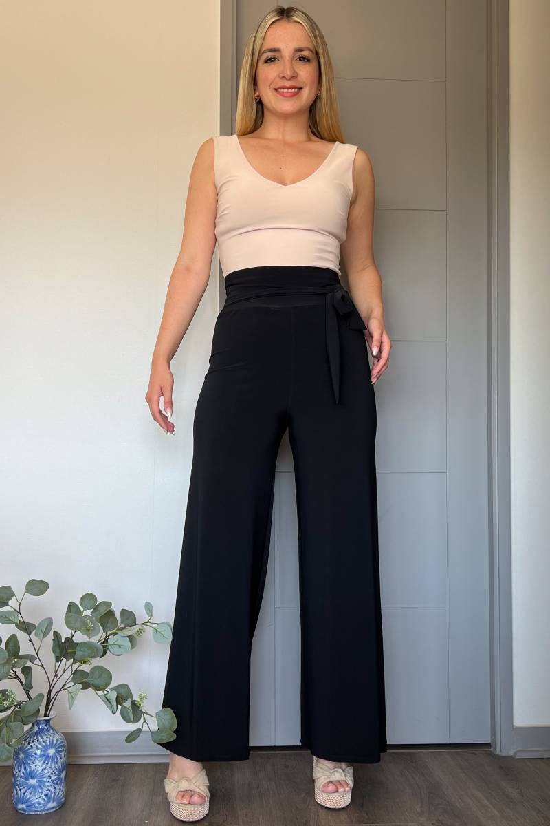 Pantalón palazzo mujer elasticado con amarras