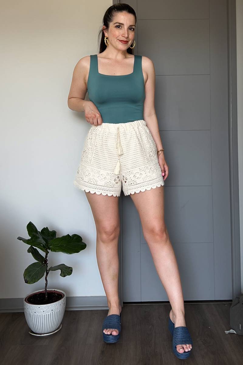 Short mujer macramé elasticados y tiro alto