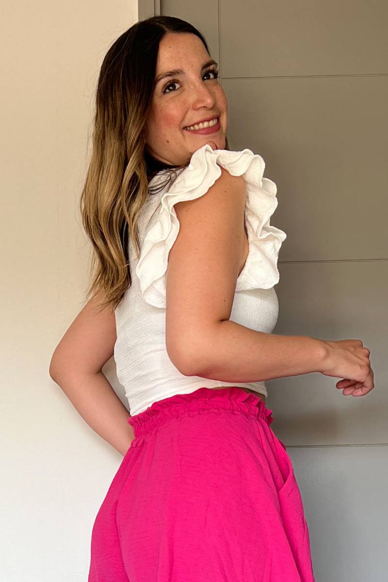 Crop Top Asimétrico Con Vuelitos elasticado – Lucky Diamonds